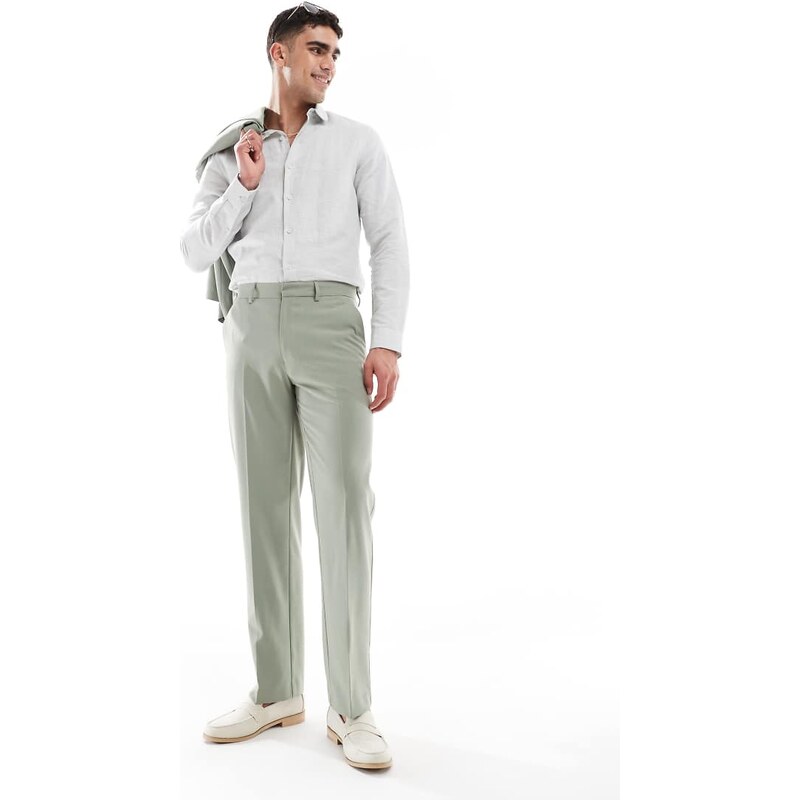 ASOS DESIGN straight suit trousers in sage green