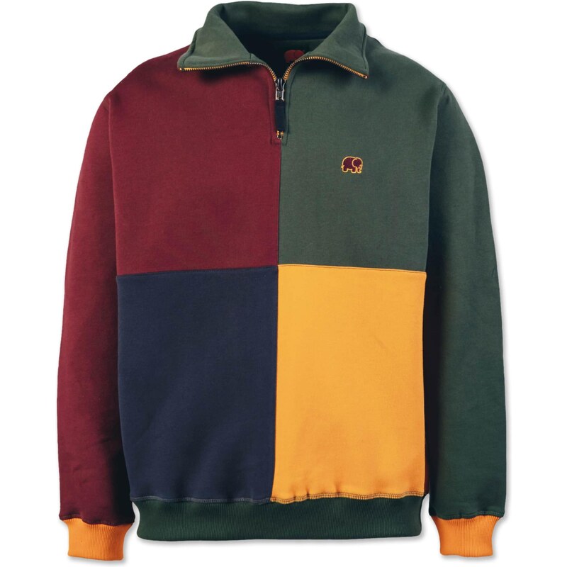 Trendsplant Mikina  COLOR BLOCK  tmavě zelená / červená