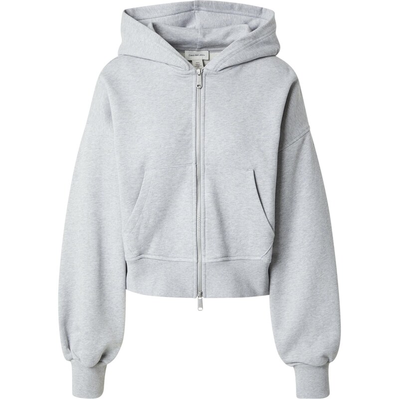 Calvin Klein Jeans Mikina Woven Label Hoodie světle šedá