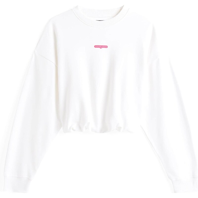 Tommy Jeans Mikina pink / bílá / offwhite