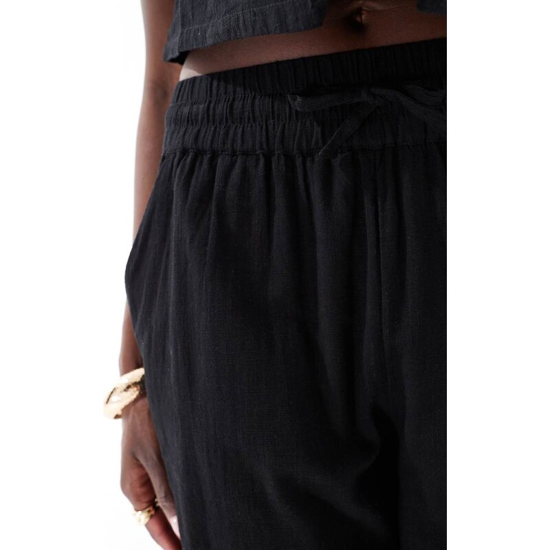 Vero Moda tailored drawstring waist wide leg trouser co-ord in black