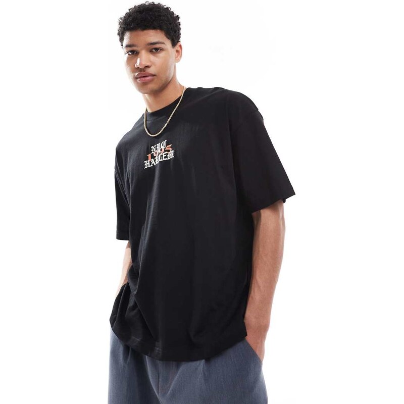 ASOS DESIGN oversized t-shirt with grunge graphic-Black