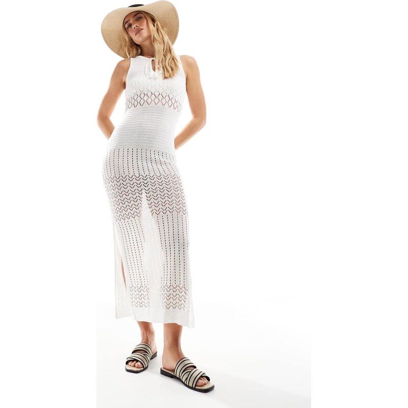 Accessorize maxi crochet detail dress in cream-White 106122001
