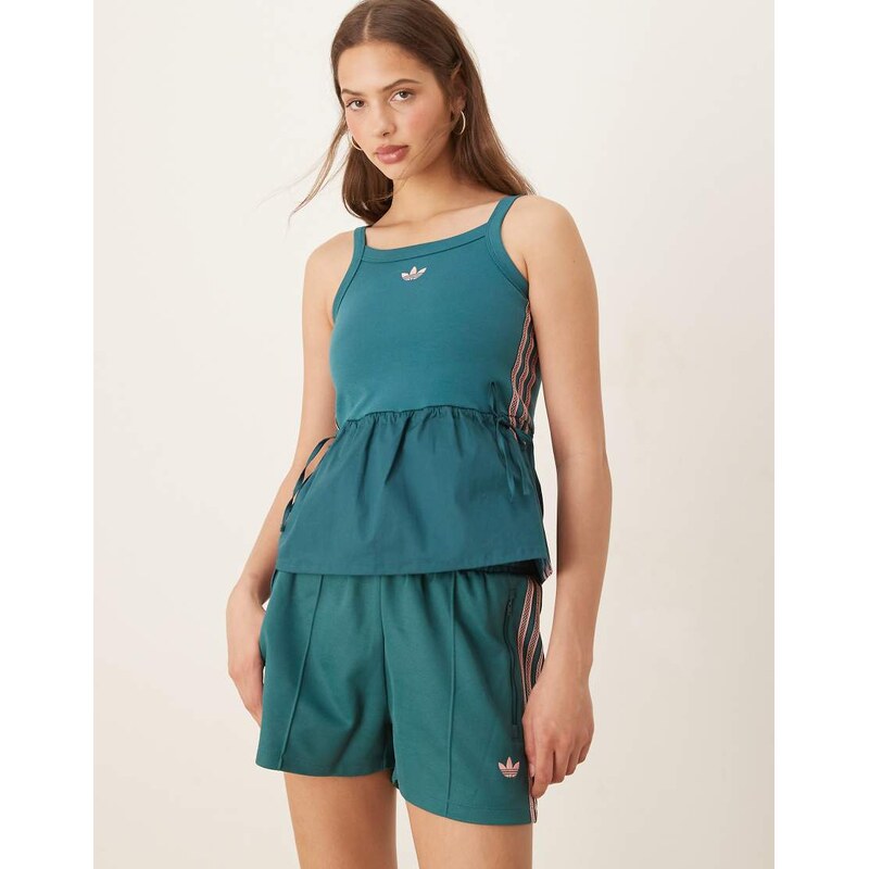 adidas Originals crochet 3 tank top in green 105924049