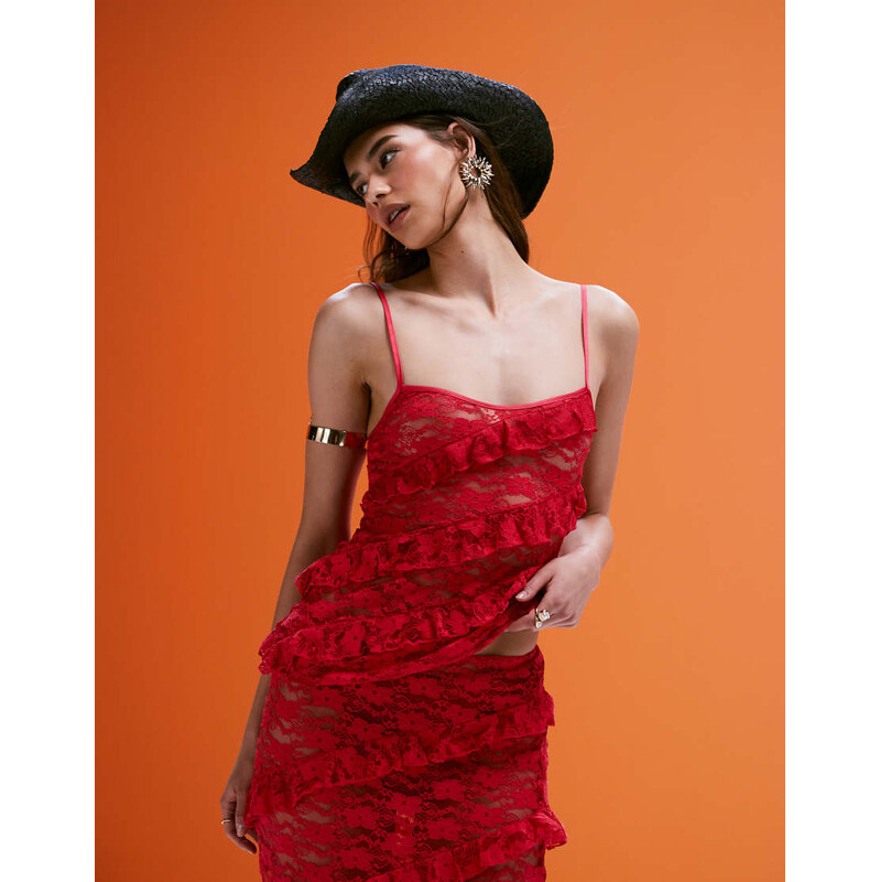 Wild Lovers Mermaid top with lace detail in red 105924080