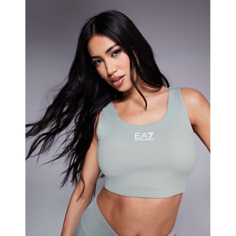 Armani EA7 central logo sports bra co-ord in green 105926362