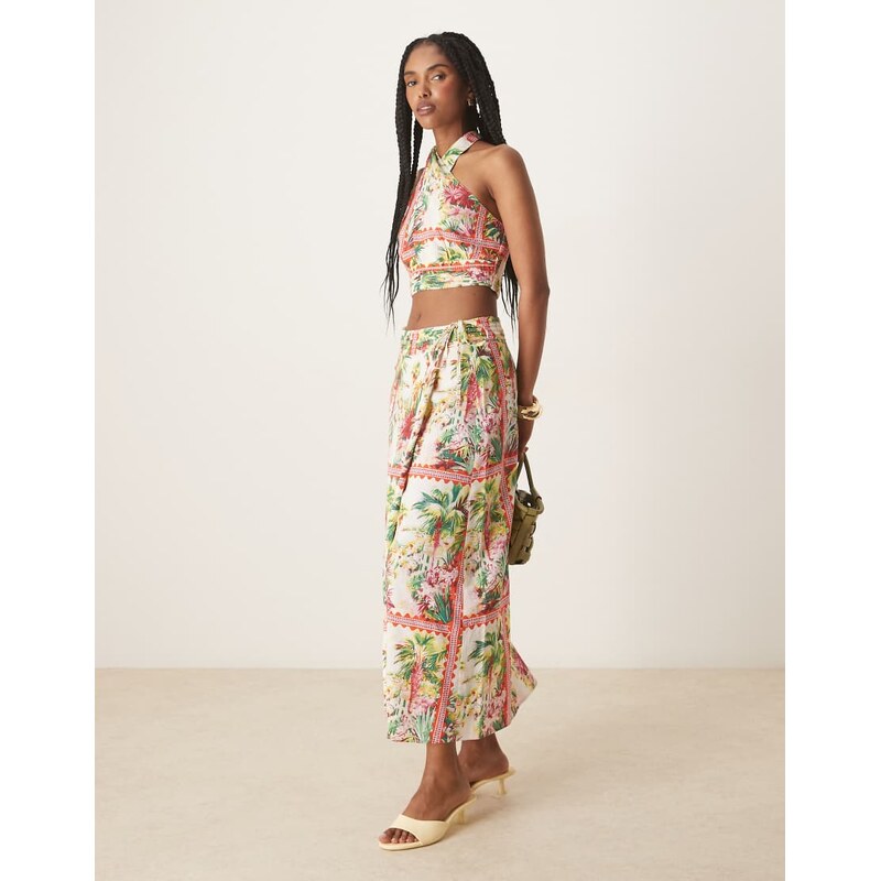 Nobodys Child Amazon wrap midaxi skirt co-ord in multi 106058514