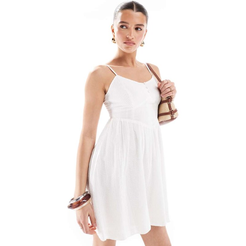 New Look seam detail strappy mini dress in white 106025418