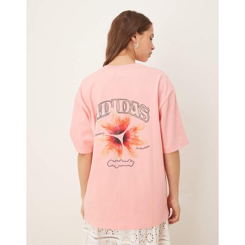 adidas Originals floral graphic t-shirt in pink 105926467