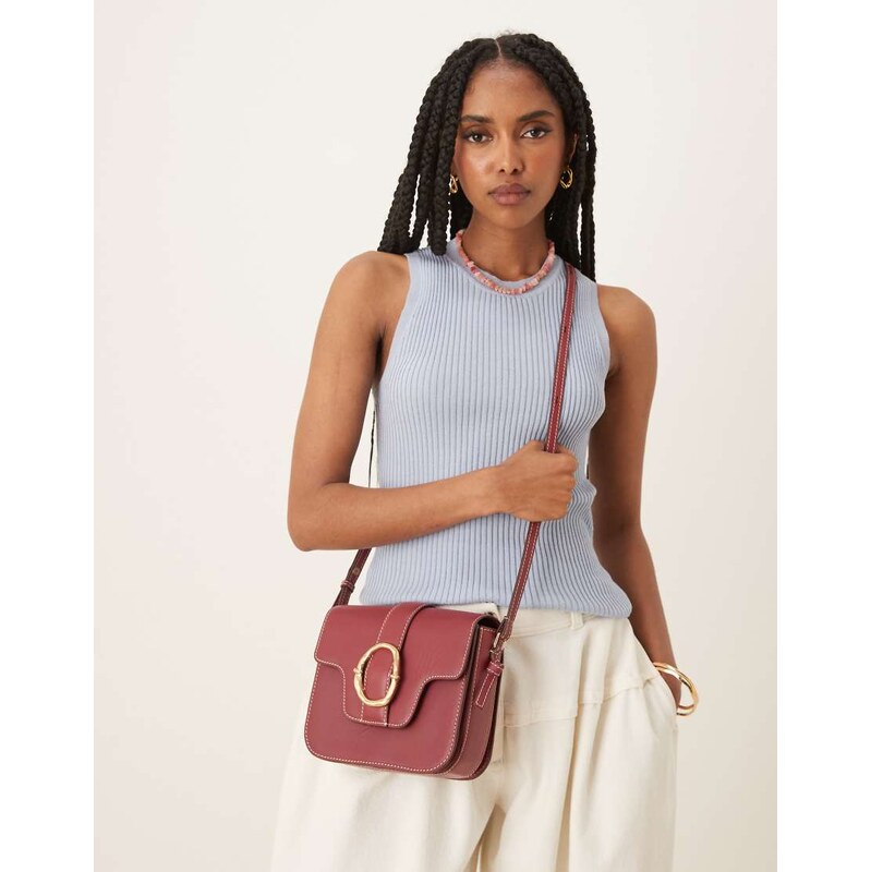 Becksondergaard iris leather crossbody buckle bag in burgundy-Red 105927513