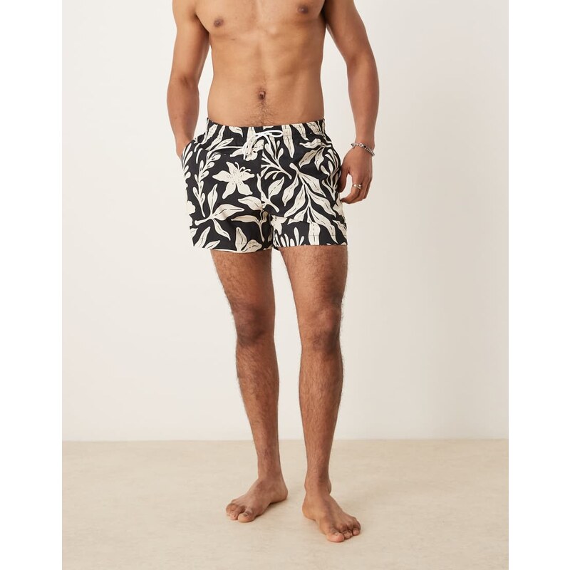 Abercrombie & Fitch swimwear 5 short in mono leaf print-Green 105927532