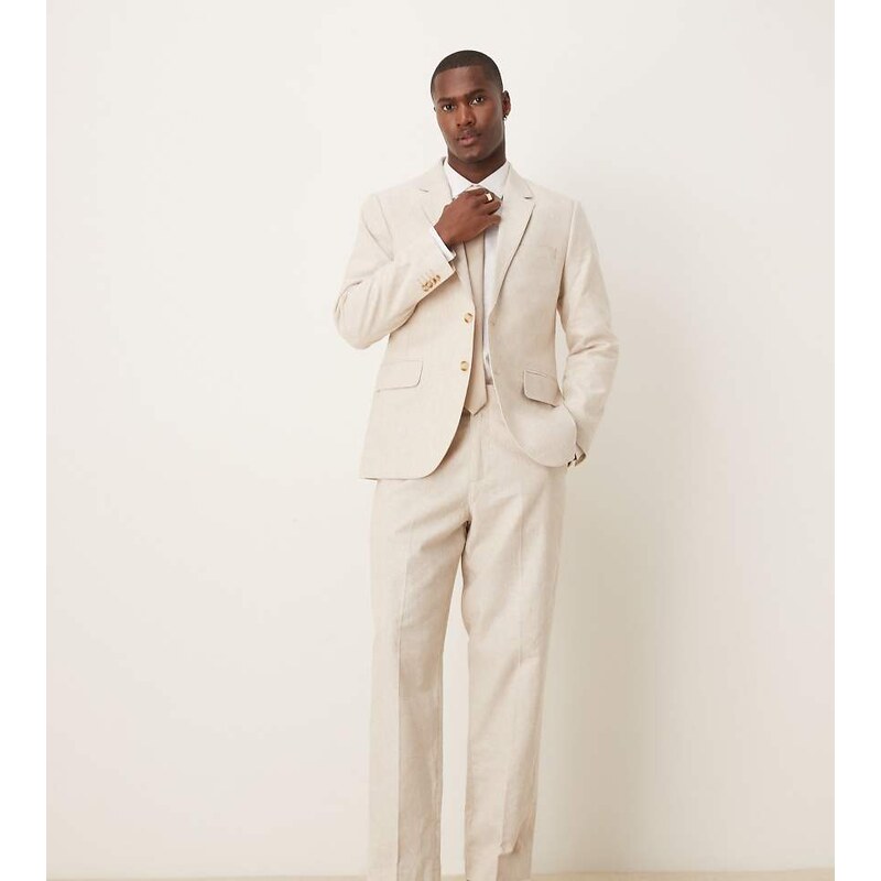 Abercrombie & Fitch classic linen suit trouser co-ord in cream-Neutral 105927535