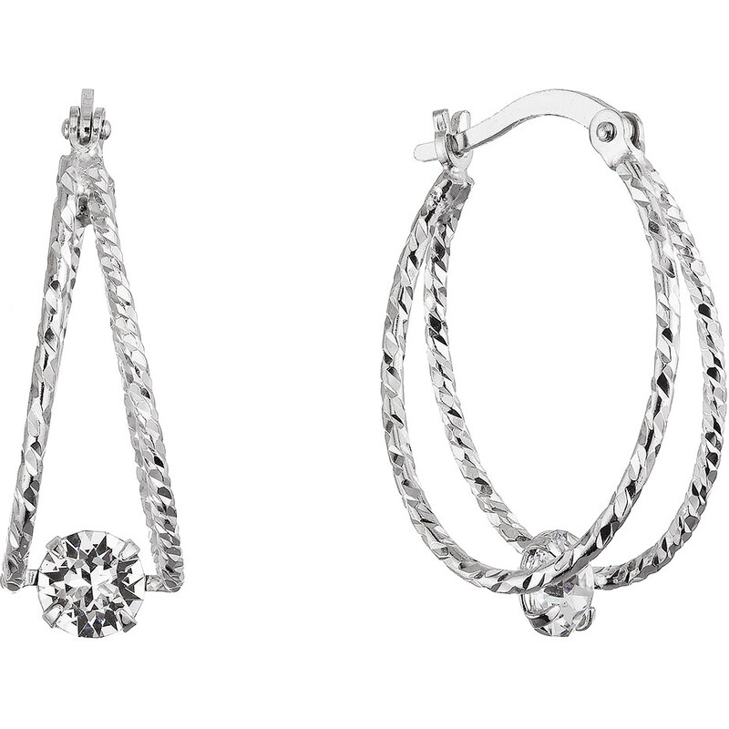 Stříbrné náušnice vzorované kruhy se Swarovski krystalem 31324.1