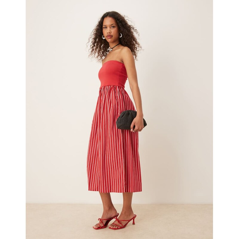 Nobodys Child Felicity contrast bandeau midi dress in pink