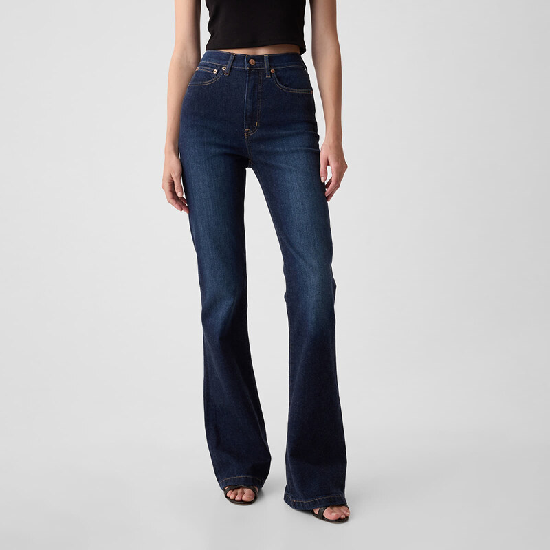 Džíny GAP 70S Flare High Rise Dk Holzer Jeans Dark Wash W27