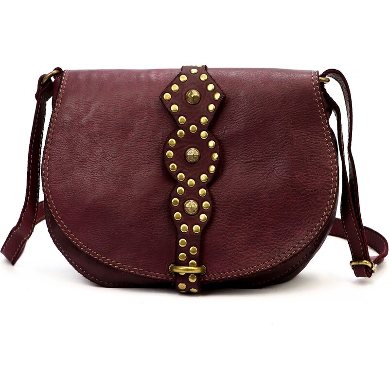 Kožená sedlová crossbody kabelka VS 037 vínová 105929274