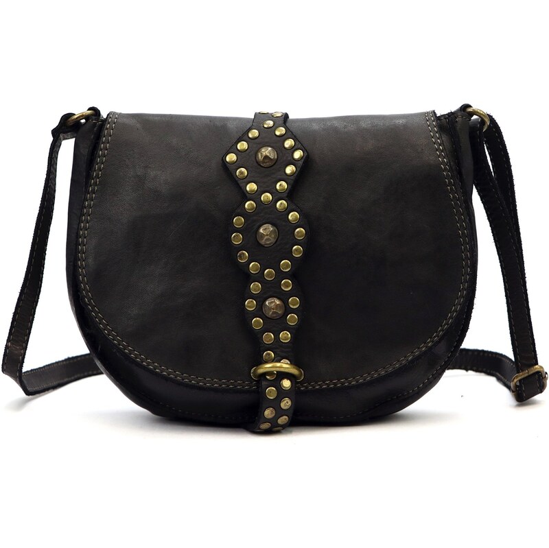 Kožená sedlová crossbody kabelka VS 037 černá 105929276