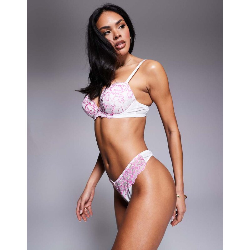 Ann Summers Sexy Lace thong in white/pink - PURPLE 105985725