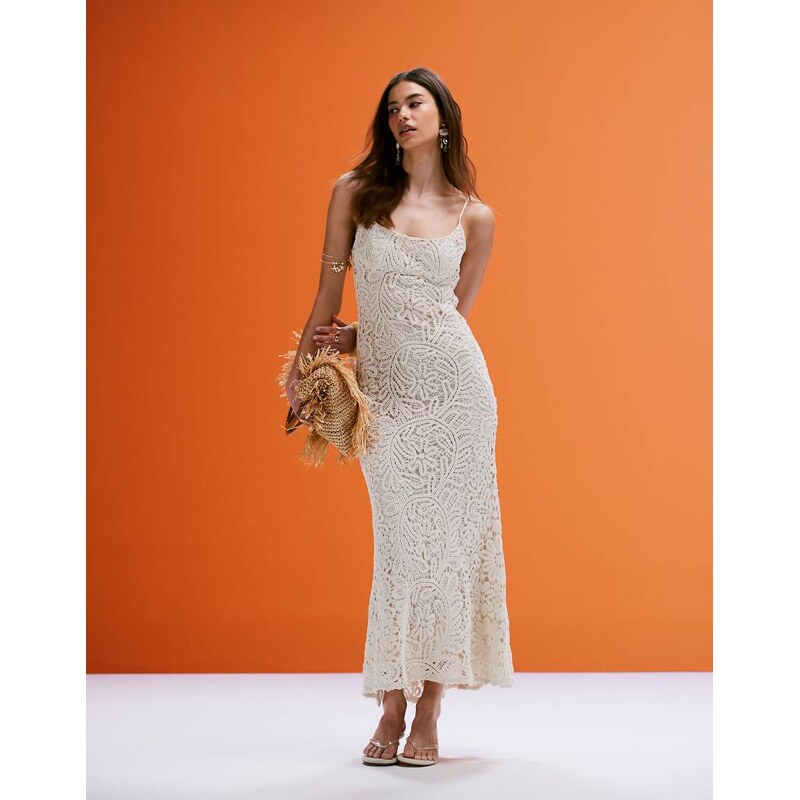 Bardot crochet maxi dress in beige-Neutral 105929756