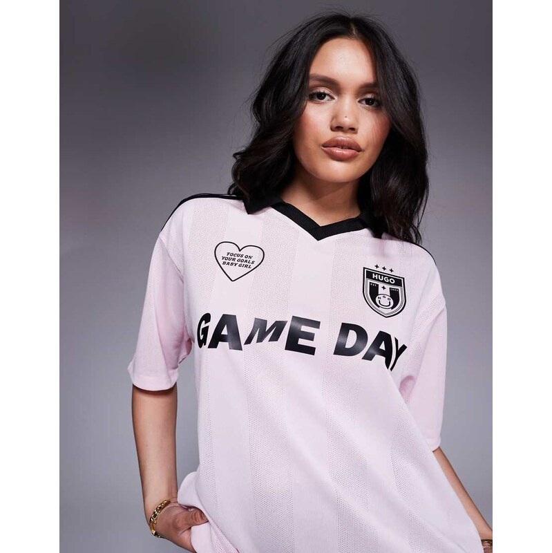 Hugo Blue football shirt in pink