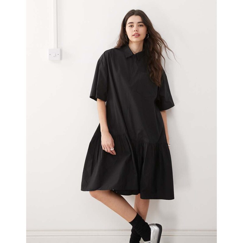 COLLUSION shirt dress in black-Multi 105932964