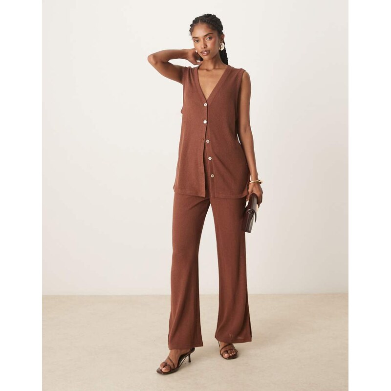 Nobodys Child wide leg textured trousers co-ord in brown