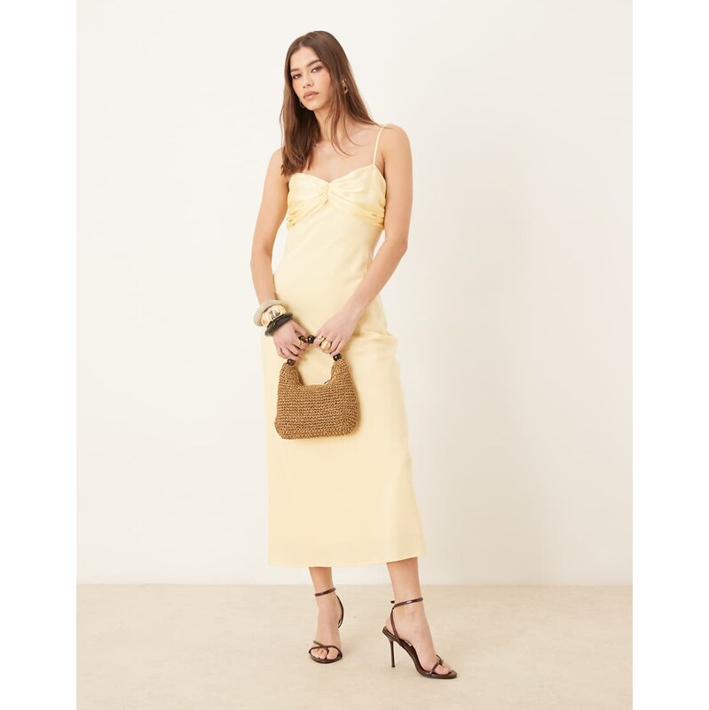 Pretty Lavish contrast chiffon bust maxi slip dress in lemon-Yellow 105960072