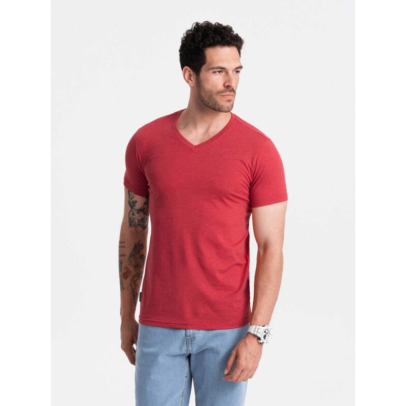 Ombre Clothing Bavlněné pánské tričko červené v17 om-tsbs-0145