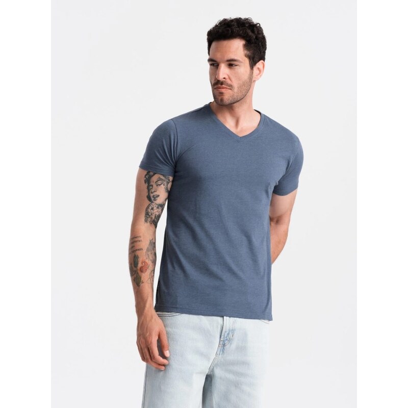 Ombre Clothing Bavlněné pánské tričko modré v18 om-tsbs-0145