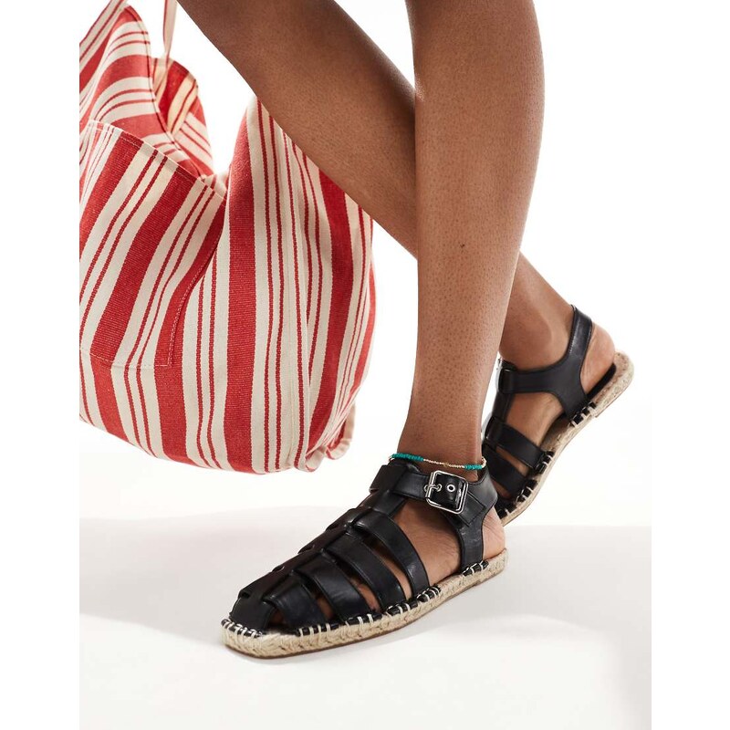 ASOS DESIGN Jukebox fisherman espadrille in black 114429515