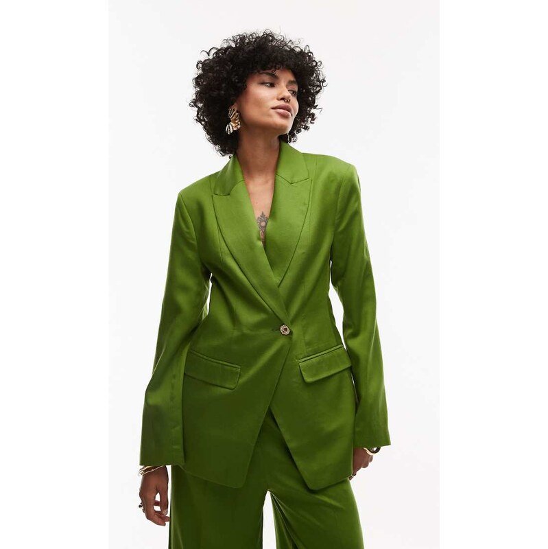 Topshop co ord premium wedding guest occasion blazer in green 107714332