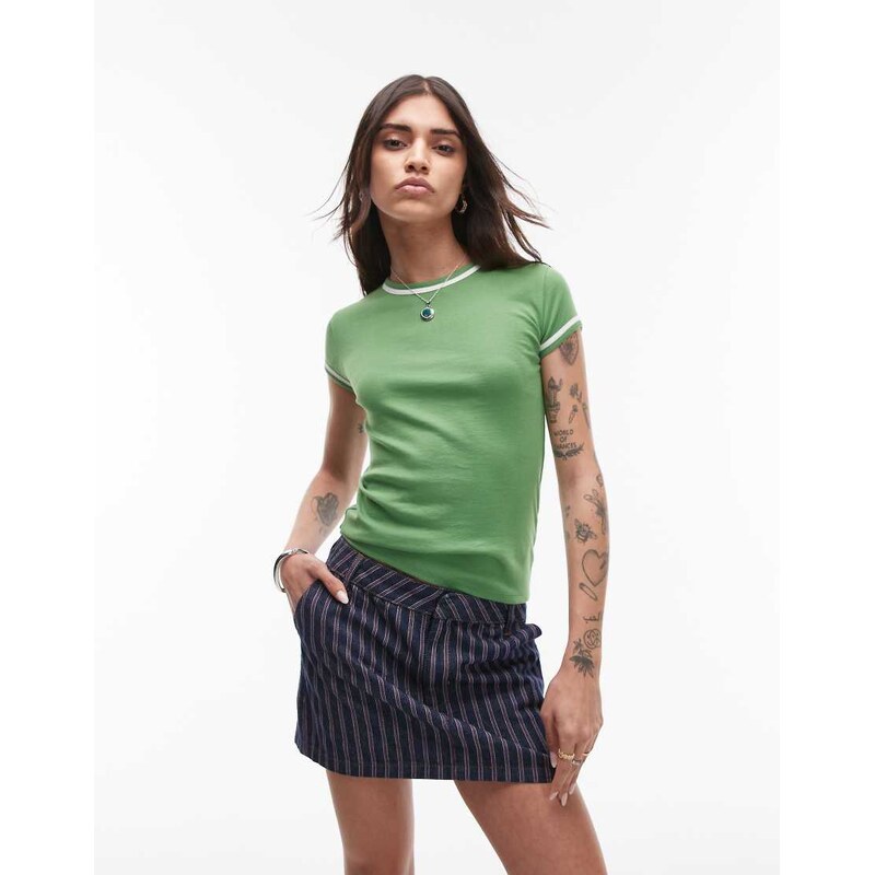 Topshop contrast everyday tee in green 105963409