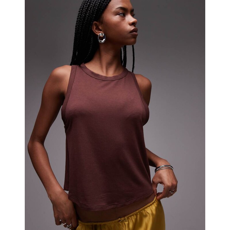 Topshop soft loose tank in brown 105974866