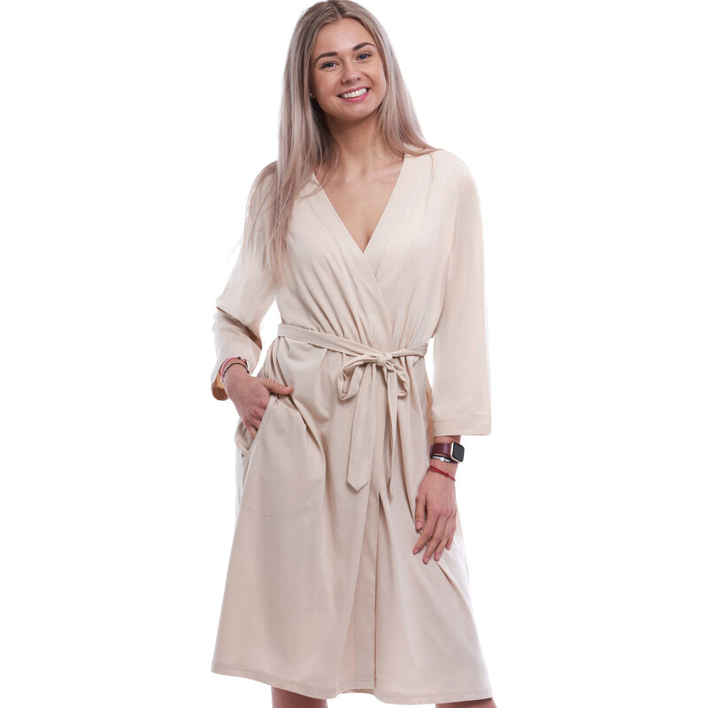 Naspani Béžový lehký dámský župan 1X, 2XL, 3XL, 4XL, 1G0668