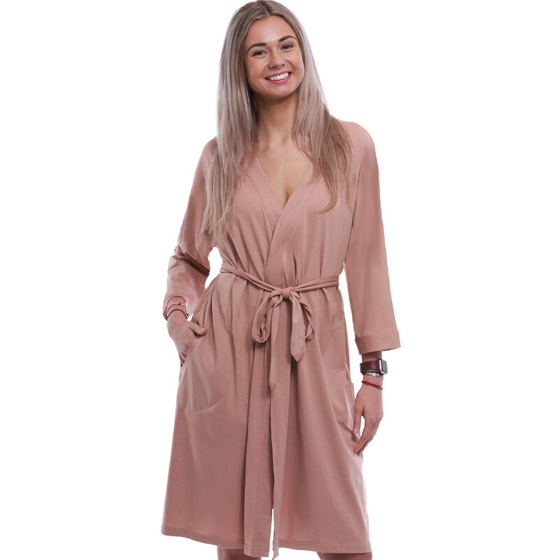 Naspani Hnědý lehký dámský župan 1XL,2XL,3XL,4XL 1G0659