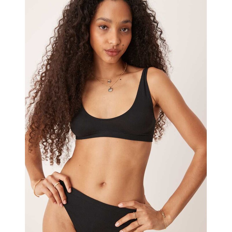 ASOS DESIGN ribbed scoop neck crop in black-No colour 106073651