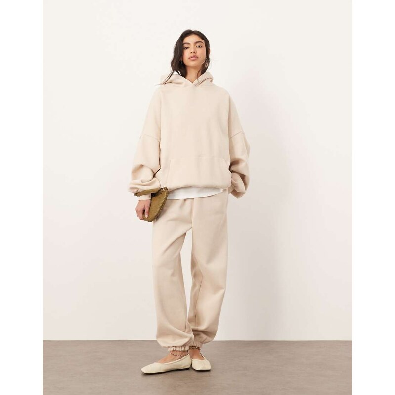 ARRANGE oversized premium heavy weight jogger with cuff in oatmeal 105981475