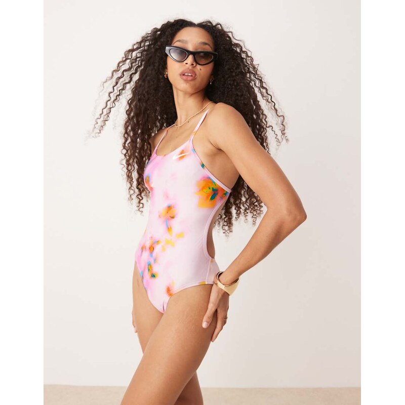 Nike Swimming Nike Hydrastrong cutout one piece swimsuit in light pink 115743800