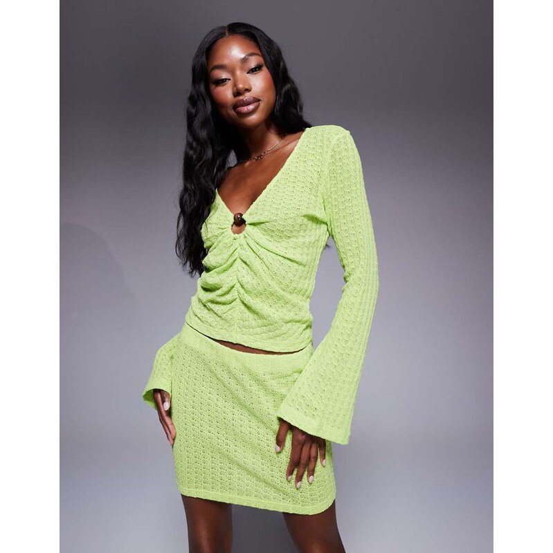 ASOS DESIGN co-ord knit long sleeve top with hardware detail in