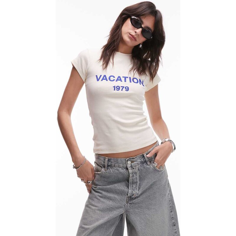 Topshop jersey Vacation graphic everyday tee in yellow 105981656