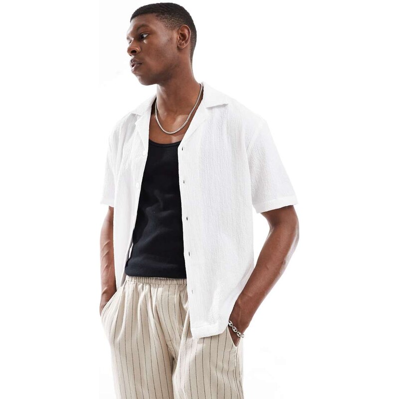 River Island seersucker shirt in white