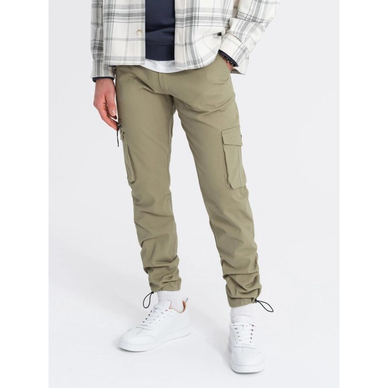 Ombre Clothing Olivové sportovní kalhoty pro muže v2 om-pacg