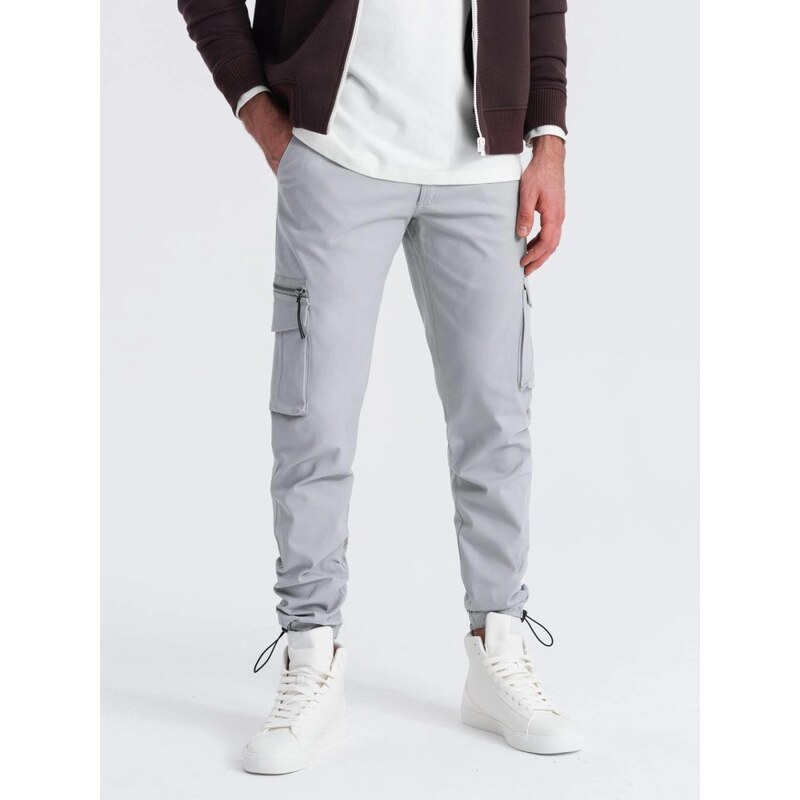 Ombre Clothing Šedé pánské sportovní kalhoty v3 om-pacg-0196