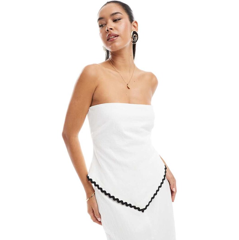 4th & Reckless linen look bandeau envelope hem contrast scallop trim 105985555