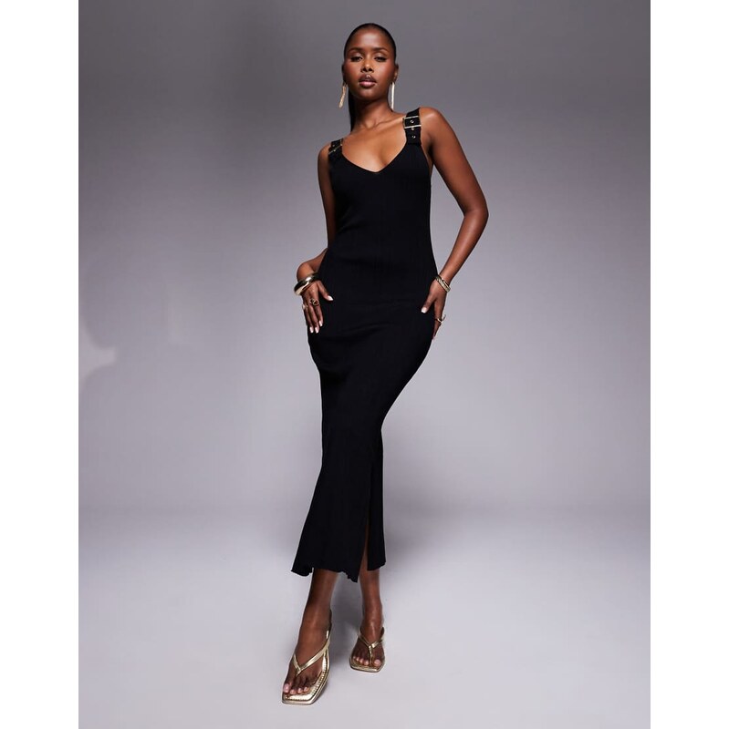 River Island buckle detail dress in black 105985726