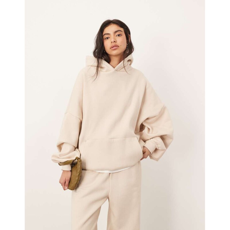 ARRANGE oversized premium heavy weight hoodie in oatmeal-Neutral 115510054