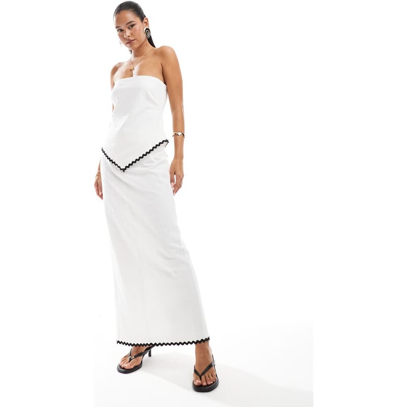 4th & Reckless linen look cotton contrast ric rac trim maxi skirt co 105985552