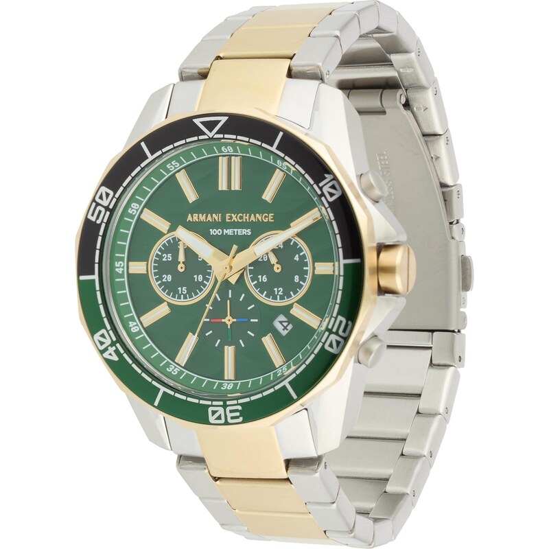 ARMANI EXCHANGE Analogové hodinky zlatá / smaragdová / stříbrná