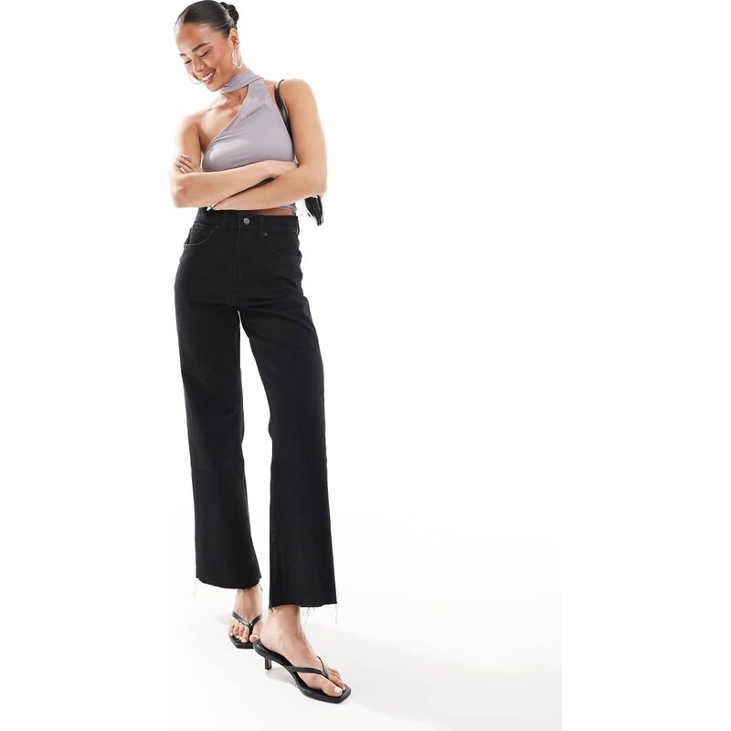 ASOS DESIGN ankle grazer straight leg jean in clean black - BLACK 106606174