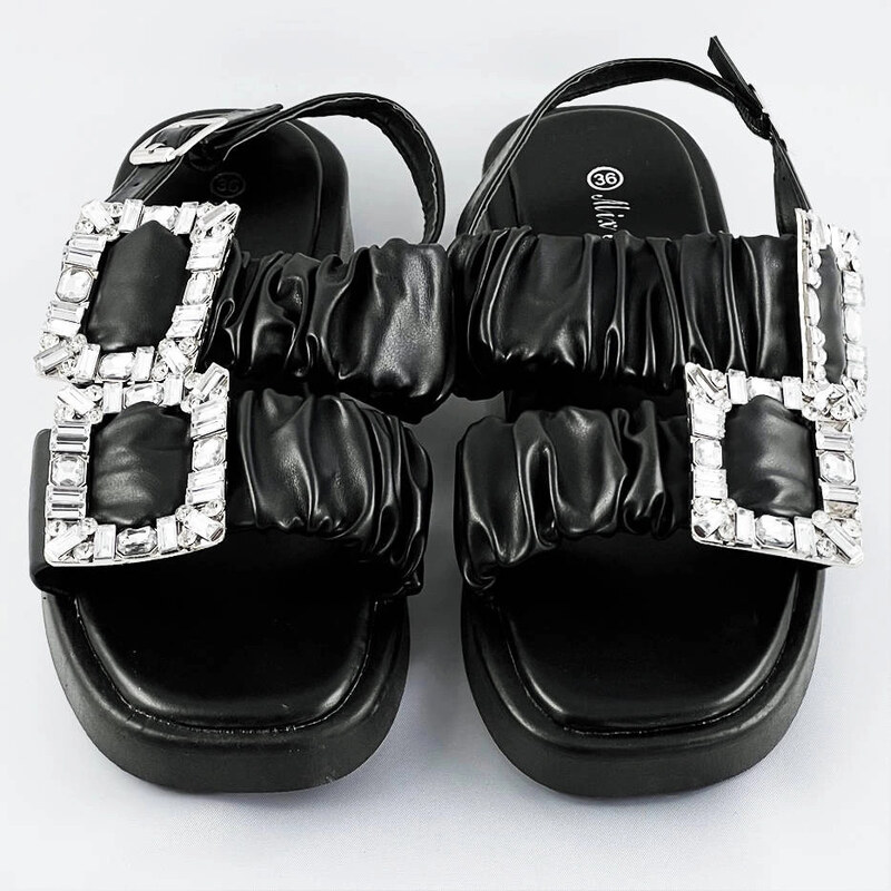 Černé dámské sandály se zirkony model 17360264 - Mix Feel